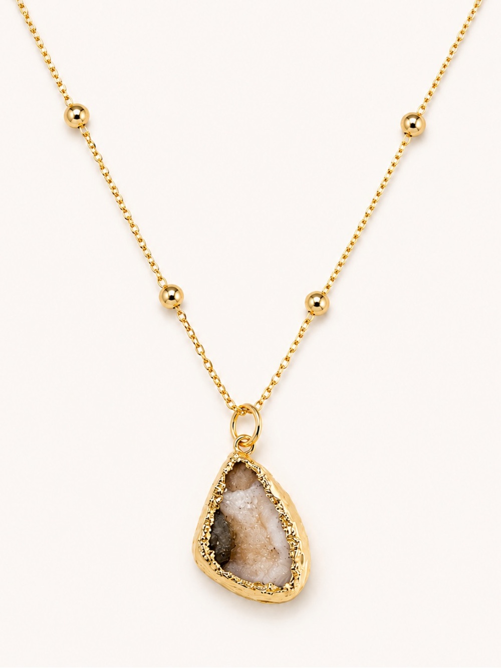 18K Gold Plated Druzy Satellite Necklace